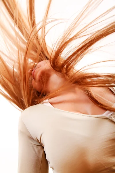 Girl throwing hair — Stock Photo, Image